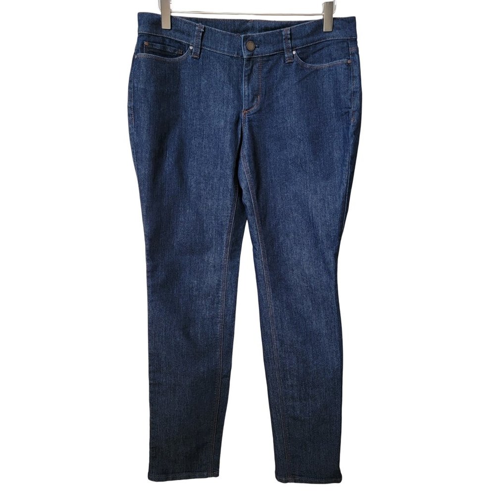 Ann Taylor Modern Fit Dark Wash Straight Leg Petite Denim Jeans